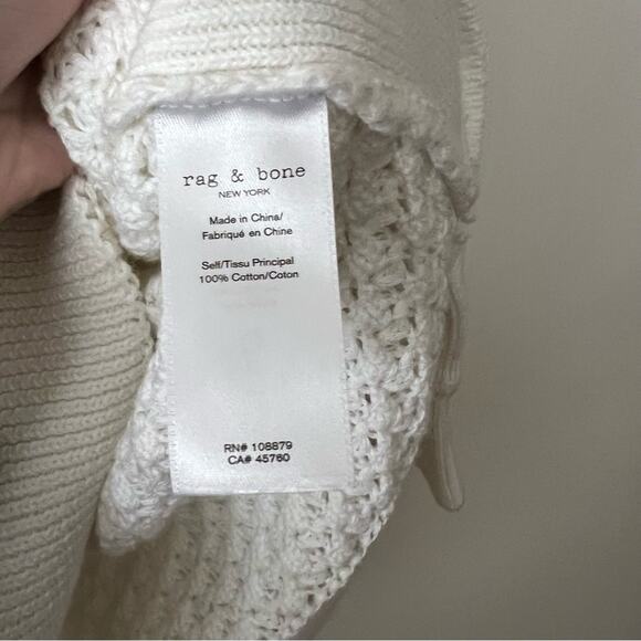 Rag & Bone Kyra White Cotton V-Neck Sweater - Picture 8 of 8